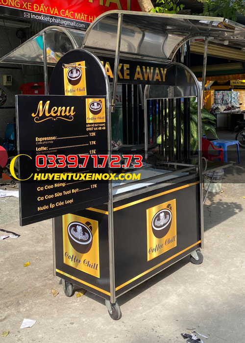 Xe cafe mang đi giá rẻ - Cung cấp xe đẩy bán cà phê inox chất lượng cao 1 cách lựa chọn xe bán cà phê